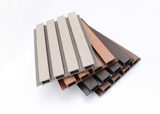 3D Hollow Grooved WPC Fluted Wpc Acustico Pannelli a Parete Rivestimento Decorazione di Pareti Esterne