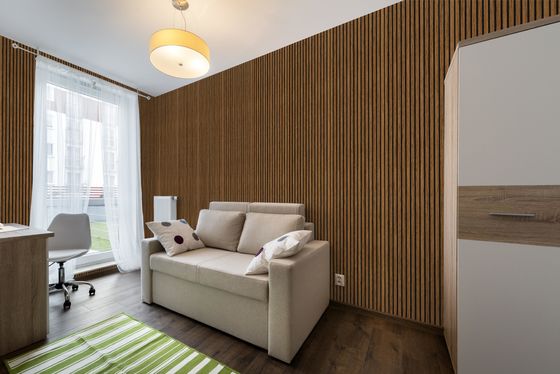 Insonorizzazione Assorbe Mdf Pet Board Pannelli acustici a doghe in legno