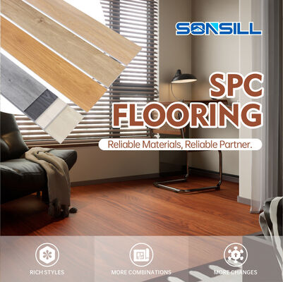 Formaldeide E0 SPC pavimenti PVC con materia prima calcarea Soluzione di pavimenti di durata superiore per applicazioni commerciali e residenziali