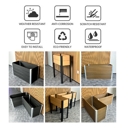 Modern Elevated Raised Garden Bed With Waterproof Fire Retardant Eco Friendly Wood Plastic Composite For Outdoor