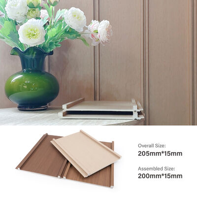 Moderno pannello di parete in WPC a grano di legno a piombo di design impermeabile rivestimento murale interno per soggiorno e camera da letto