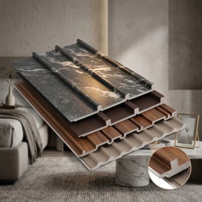Moderno interno WPC pannello di parete legno grano disegno a flauto per soggiorno e camera da letto