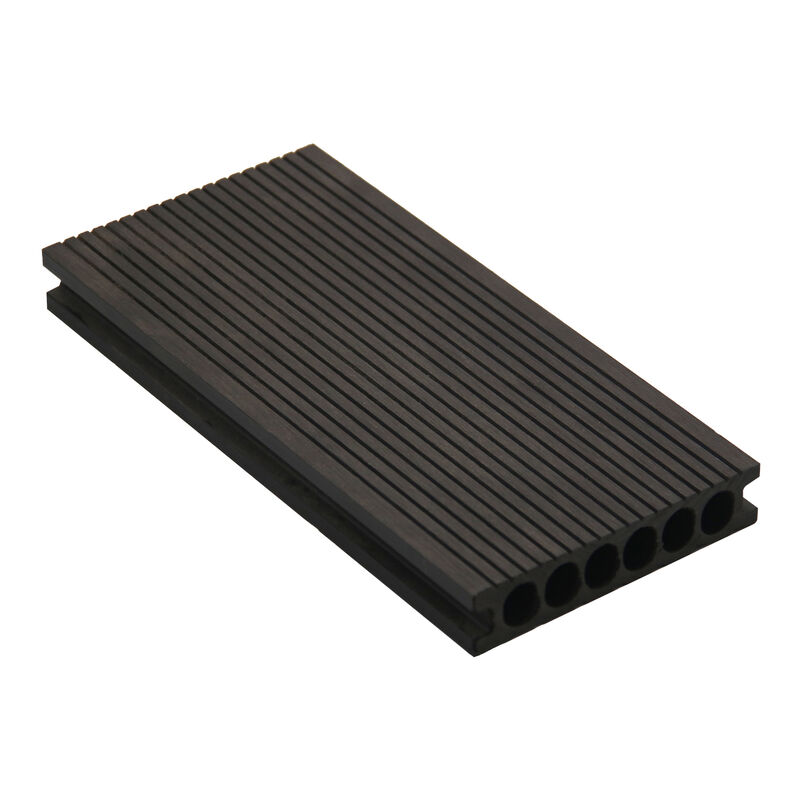 Pavimentazione esterna in materiale composito WPC cavo. Pavimento in legno di plastica a co-estrusione impermeabile colorato per progetti di giardino.