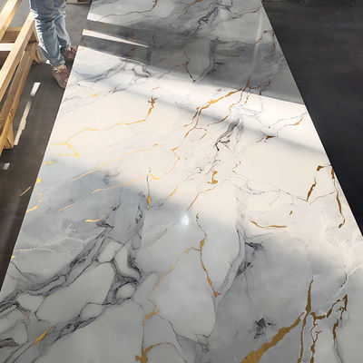 Tavola di marmo in PVC ad alta lucentezza UV Tavola laminata in lamiera di marmo per decorazioni murali